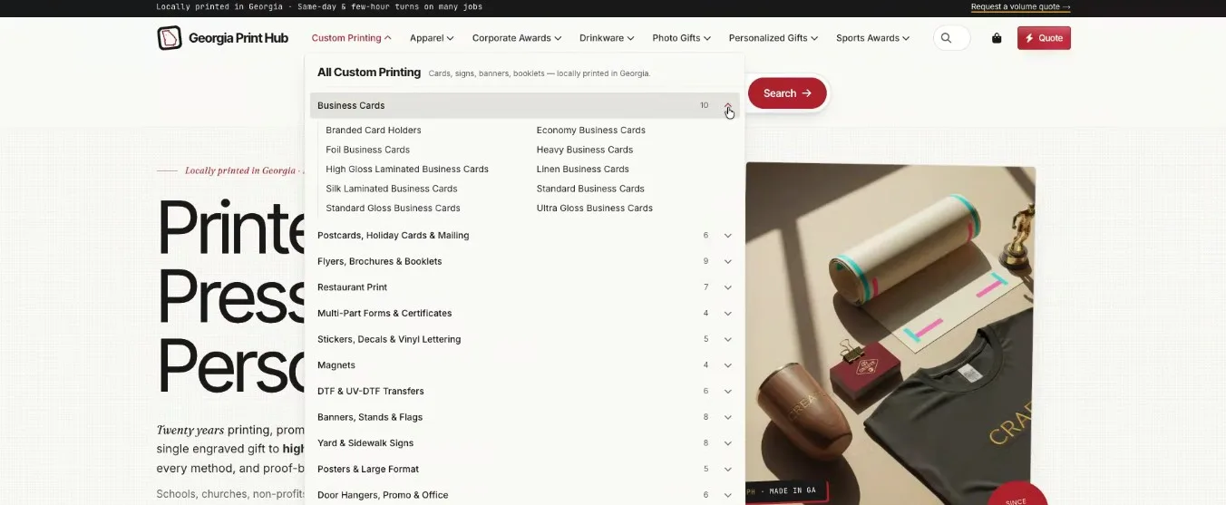 E-commerce — nav selection