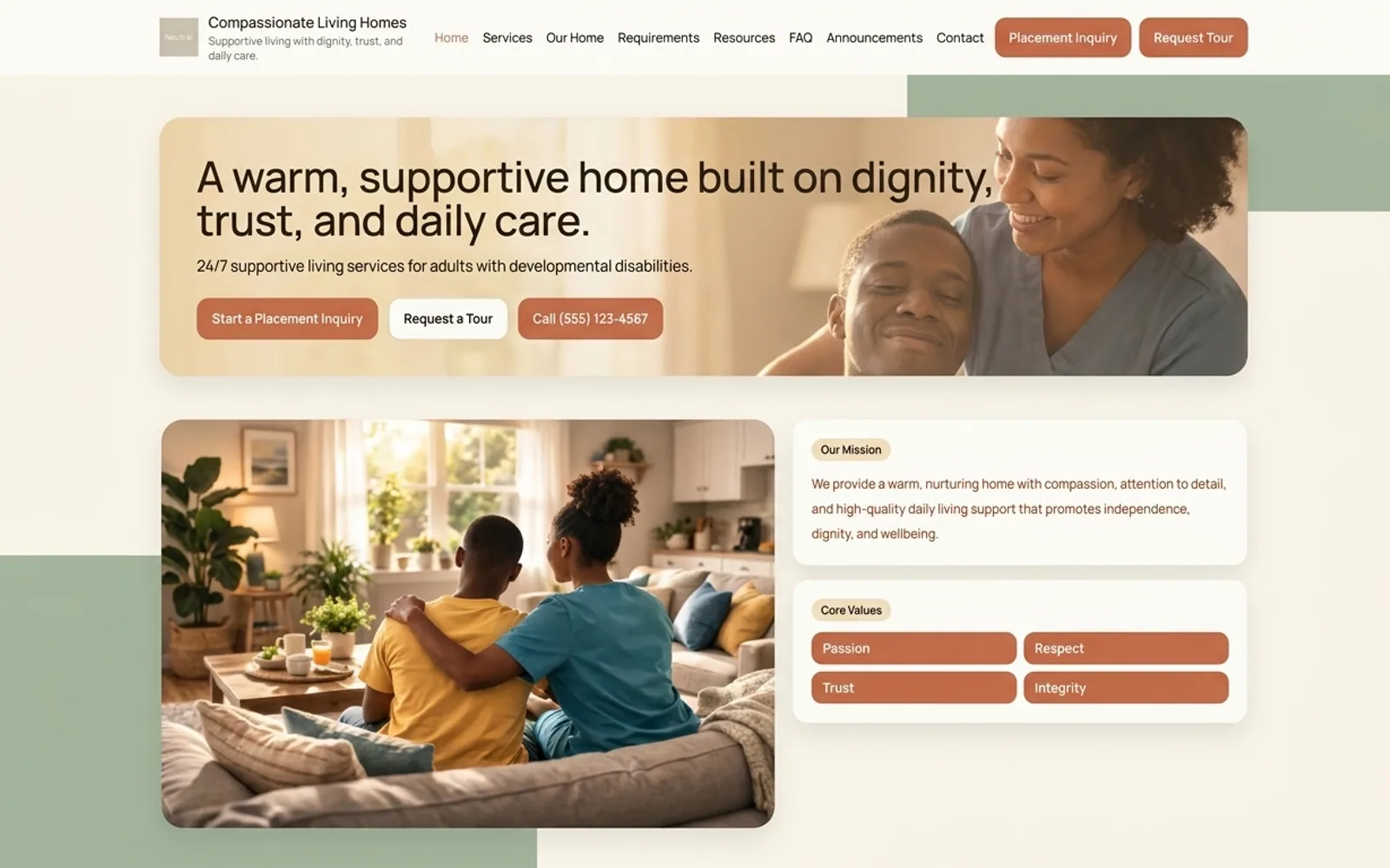 group home & care website example
